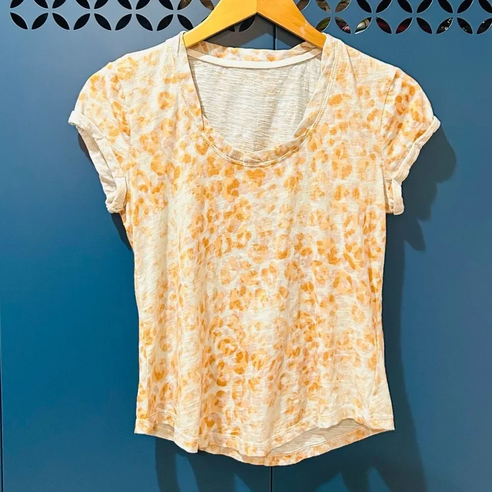 Anthropologie Pilcro Orange Leopard Print T-Shirt Animal Casual Loungewear XS